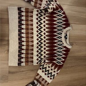 Classic Fair Isle Crewneck Sweater in Cream and Rust - Men